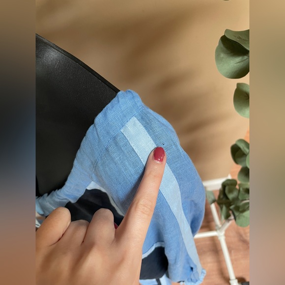 March 11 Eleven women’s 100% linen dress‎ LARGE patchwork blue peasant lagenlook - Picture 15 of 16